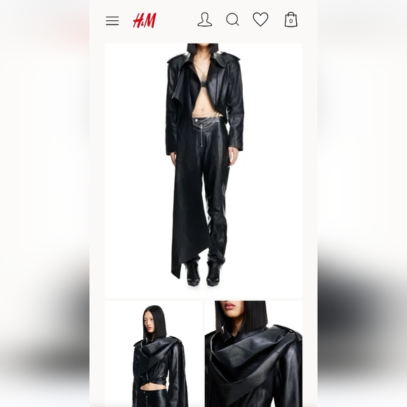 NWT Mugler x HM Leather Jacket with Scarf, H&M - sz Small - Picture 2 of 4
